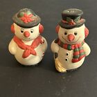 Vintage Holiday Salt & Pepper Shakers Snowman Watkins