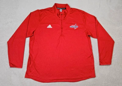 Adidas Washington Capitals 1/4 Zip Pullover Jacket - Red - Size 2XL - Image 1 of 4
