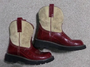 Ariat Fat Baby Boots Womens 6.5 B Red Alligator Print Cowgirl Western 14709 Y2K - Picture 1 of 7