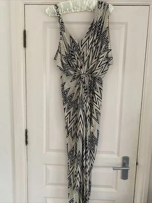 Impresionante camiseta maxi vestido crema y azul marino. Detalle de hombro asimétrico (Reino Unido 10-12) Foto 1 de 4