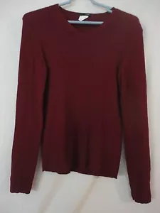 J. Crew ribbed knit Burgundy Sweater 100% merino wool Size M V-neck - Picture 1 of 4