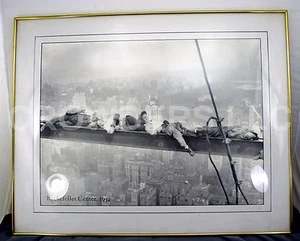 "Nap Time" Workers Rockefeller Center 1932 Matted Framed Poster Print 39" x 31" - Picture 1 of 4