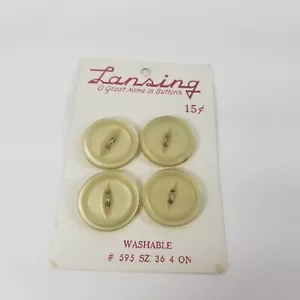 Vintage Lansing Two Holes Flat Buttons New Old Stock Light Yellow Round Eye Cut - Picture 1 of 4
