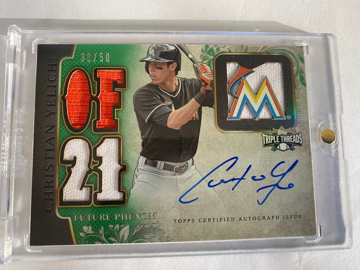 1/1 クリスチャン・イエリッチ Topps Triple Threads 2016 Topps Triple Threads Relics 1/1 Christian Yelich #TTAR