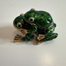 Double Frogs Trinket Box With Black Crystal Eyes 