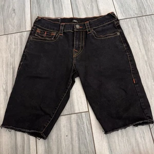 Pantalones Cortos Hombre True Religion Ricky Solapa Relajados Rectos Negros Dobladillo Deshilachado Talla 30 - Imagen 1 de 9