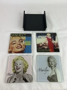 Marilyn Monroe Set di 4 Sottobicchieri in Vetro con Supporto 4”x 4” Pollici S8 - Foto 1 di 9