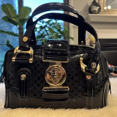Auténtico bolso de hombro Gucci Babouska de charol negro con tachuelas RARO Foto 1 de 4