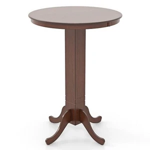 Wood Pub Round Dining Table with Pedestal Base - Picture 1 of 5