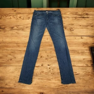 Jeans donna blu True Religion vita bassa taglia 33 cucitura interna: 32" RN#112790 made in USA - Foto 1 di 16