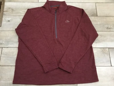 LL Bean Burgundy Heather 1/2 Zip Slightly Fitted Thumb Holes Pullover Top XL Reg - Image 1 of 4