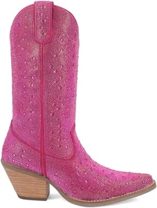 Dingo Womens Silver Dollar Rhinestone Round Toe Pull On Casual Boots Mid...  - Picture 1 of 20
