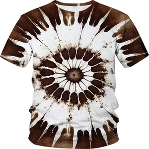 3D Printed Psychedelic T-Shirt Neon Shirt Men and Women Gradient Tie-Dye - Picture 1 of 12