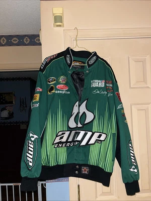  Dale Earnhardt Jr. Amp JR Nation NASCAR Cremallera Frontal con Parches Verde Negro Lg Foto 1 de 4