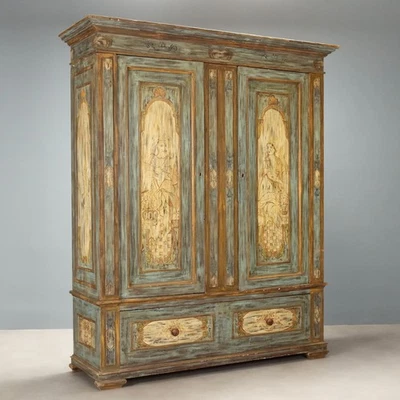 Antique Wardrobe Baroque Style Lacquered Wood XIX Century Original - Image 1 of 4