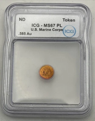 ICG MS 67 PL U.S. Marine Corps 14k .585 Gold Coin .5 Grams - Image 1 of 4