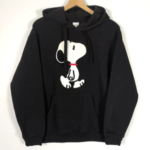 Peanuts Felpa con Cappuccio Donna XL Nera Snoopy Ricamata Pullover Felpa in Pile - Foto 1 di 13
