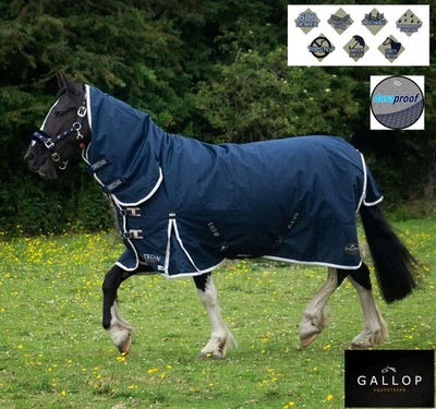 100g WEIDEDECKE PFERDEDECKE GALLOP DURAPROOF TROJAN FULL NECK MITTELSCHWER KOMBI