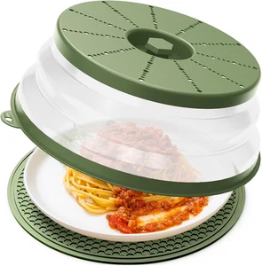 Mikrowelle Spritz Abdeckung & Matte, belüftet faltbar Spritzschutz Schale Teller Deckel - Bild 1 von 12