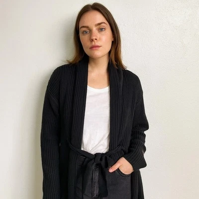 Helmut Lang Sweater Womens XS Black Wool Cashmere Blend Knit Belted Cardigan XS - Image 1 of 4