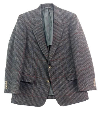 VTG 90s Patrick James 42R gray Tweed Blazer Jacket Sport Suit Coat USA wool - Image 1 of 4