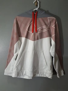 Felpa Under Armour con cappuccio sciolta media rossa bianca grande logo Cold Gear Hoodie - Foto 1 di 10