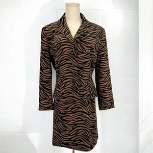 90s VTG Cache Rhinestone Embellished Animal Print Mini Skirt & Blazer Suit Set - Picture 1 of 8