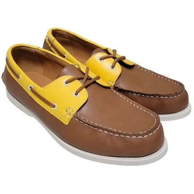 Club Room Men Elliot 2-Eye Boat Shoe Size US 11.5M Tan Yellow Faux Leather - Image 1 of 4