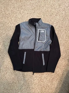 THE NORTH FACE Boys Gray/Black Fleece & Nylon Zip Up Jacket Size XL 18/20 - Picture 1 of 7