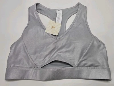 Sujetador deportivo Fabletics bajo impacto ojo de cerradura metálico plateado talla mediana gimnasio entrenamiento Foto 1 de 4