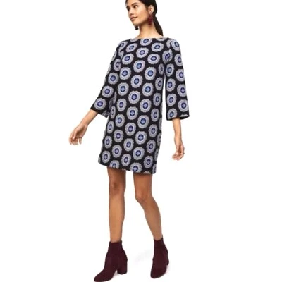 Ann Taylor LOFT A линия платье черный медальон 3/4 рукав вышитый мини размер M - Изображение 1 из 4