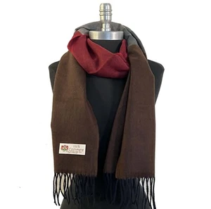 NEW 100% CASHMERE SCARF /WRAP MADE IN ENGLAND Color Brown /berry/gray/beige - Picture 1 of 3