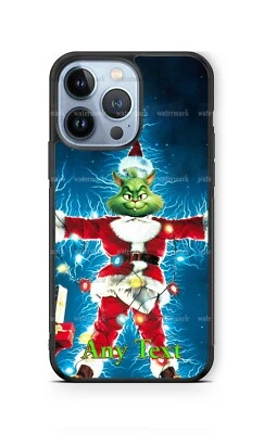 Funda de teléfono personalizada con luces navideñas iluminadas Green Cat Grinch para iPhone Samsung Foto 1 de 4