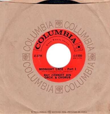 Ray Conniff His Orchestra & Chorus: Midnight Lace Part 1 / Part 2 .. 45 RPM 3834 - Image 1 of 3