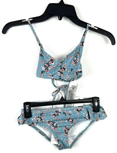 Billabong Girl’s Blue Floral Two Piece Bikini Set Size 10 - Picture 1 of 6