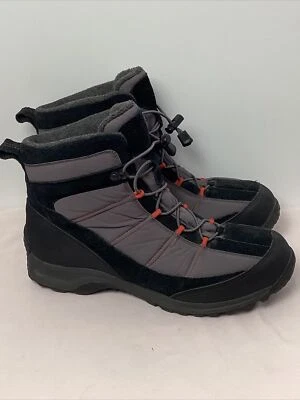 Botas femininas Lands End neve inverno tamanho 10D preto cinza vermelho forrado camurça - Imagem 1 de 4