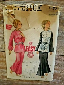 Butterick Sewing Patern 5517 VTG 60 Misses Tunic Top flared Harem Pants Sz 10 UC - Picture 1 of 2