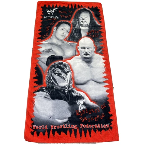 Vintage 1999 WWF Franco Beach Towel The Rock Stone Cold Kane  56x28 Cover