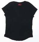 BHS Womens Black Cotton Basic T-Shirt Size 18 Round Neck