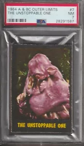 1964 OUTER LIMITS CARD #7 - A & BC ENGLAND - PSA 7 - THE UNSTOPPABLE ONE - Picture 1 of 2