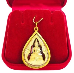 Amuleto Sothorn Oro 18k Ciondolo Thai Giallo Sacro Buddha Fortuna Splendido Autentico - Foto 1 di 11