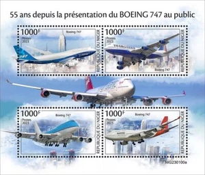 BOEING 747 Jumbo Jet TransAero/Qantas Airliner Aircraft Stamp Sheet (2023 Niger) - Picture 1 of 1
