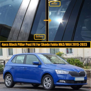 4pcs Gloss Black Window Pillar Posts Trim For Skoda Fabia Mk3 (NJ) 2015-2021 - Picture 1 of 12