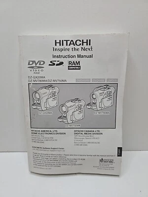 Hitachi DZ-GX20MA DZ-MV780MA DZ-MV750MA Owners Instruction Manual - Image 1 of 2