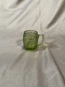 Toothpick/Match Holder Green Glass Mini Barrel Mug Vtg 2.5” - Picture 1 of 3