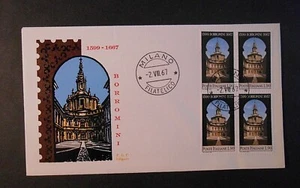 ITALIA, ITALY, Repubblica 1967 Borromini 90L x 4 cpl set busta FDC non viaggiata - Picture 1 of 1