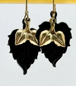Hojas negras y doradas - Cuelgan - Cosecha de otoño - Metal dorado - Hecho a mano - Imagen 1 de 1