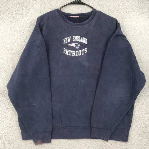 NFL Sweater Adult 2XL Blue New England Patriots Crew Neck Pullover 27973 Cover