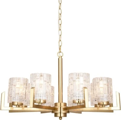 ALICE HOUSE 25.6" Dining Room 8 Light Chandelier, Brushed Brass Contemporary - Image 1 of 4