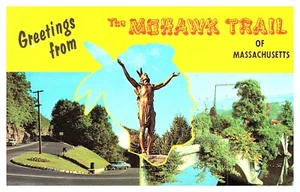 Tarjeta postal de colección Greetings from The Mohawk Trail of Massachusetts 1968 vista múltiple F8 - Imagen 1 de 3